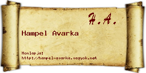 Hampel Avarka névjegykártya
